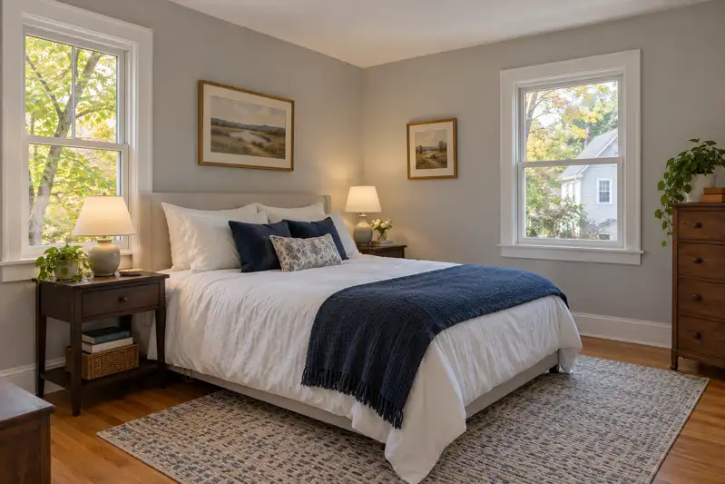 Illustrative after: refreshed bedroom paint in an upstate New York home